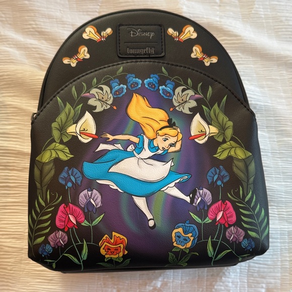 Loungefly Handbags - Loungefly Disney Alice in Wonderland Floral Black Backpack